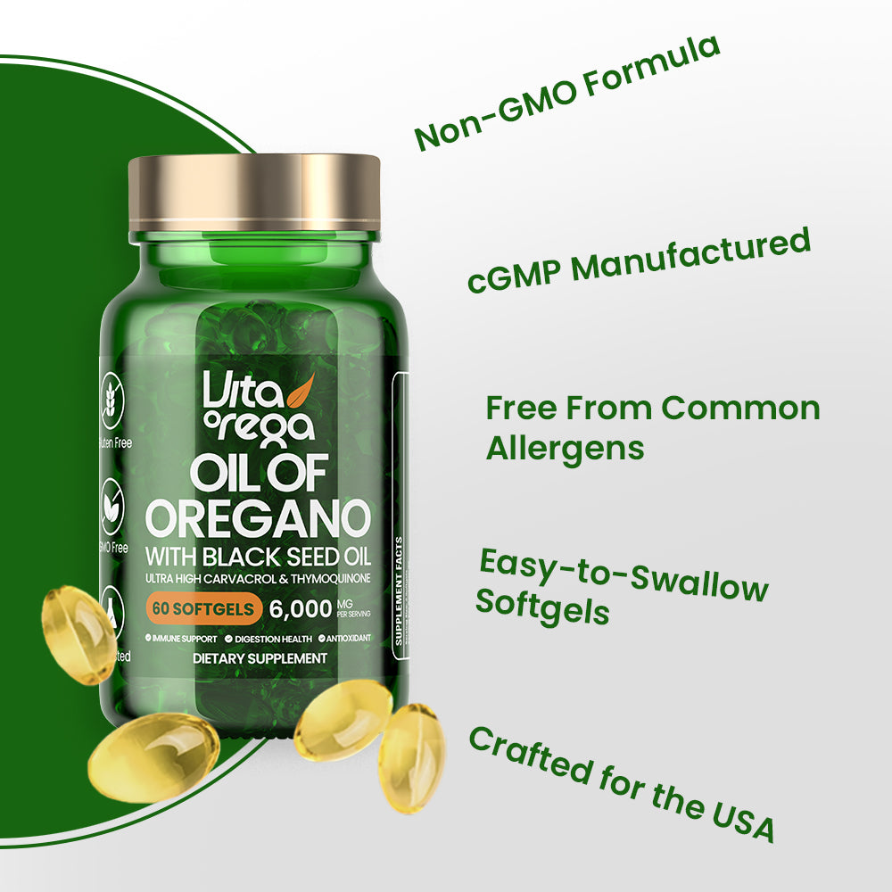 VitaOrega® Oil of Oregano with Black Seed Oil Softgels – Pack of 3