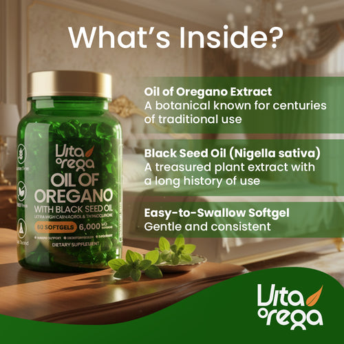 VitaOrega® Oil of Oregano with Black Seed Oil Softgels