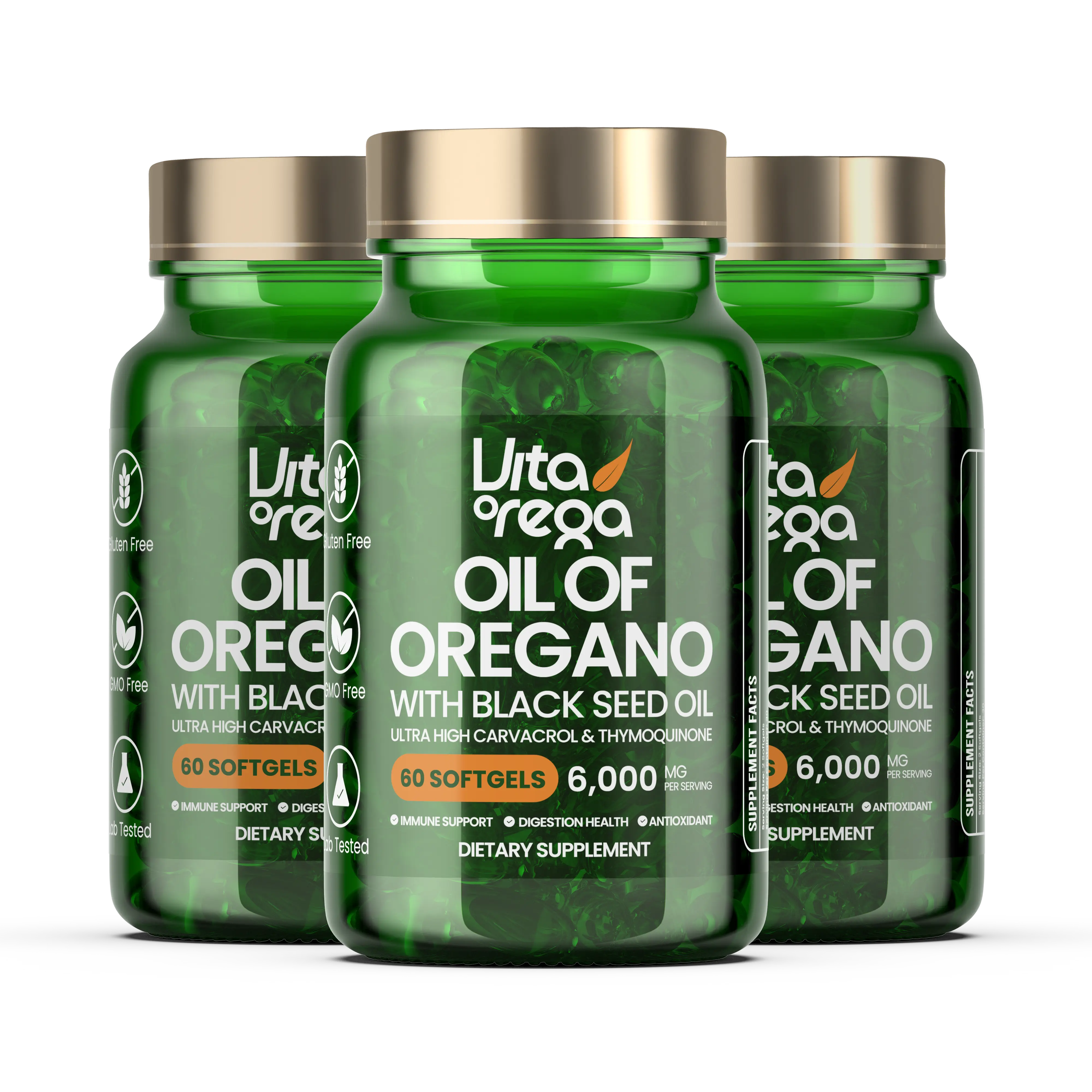 VitaOrega® Oil of Oregano with Black Seed Oil Softgels – Pack of 3