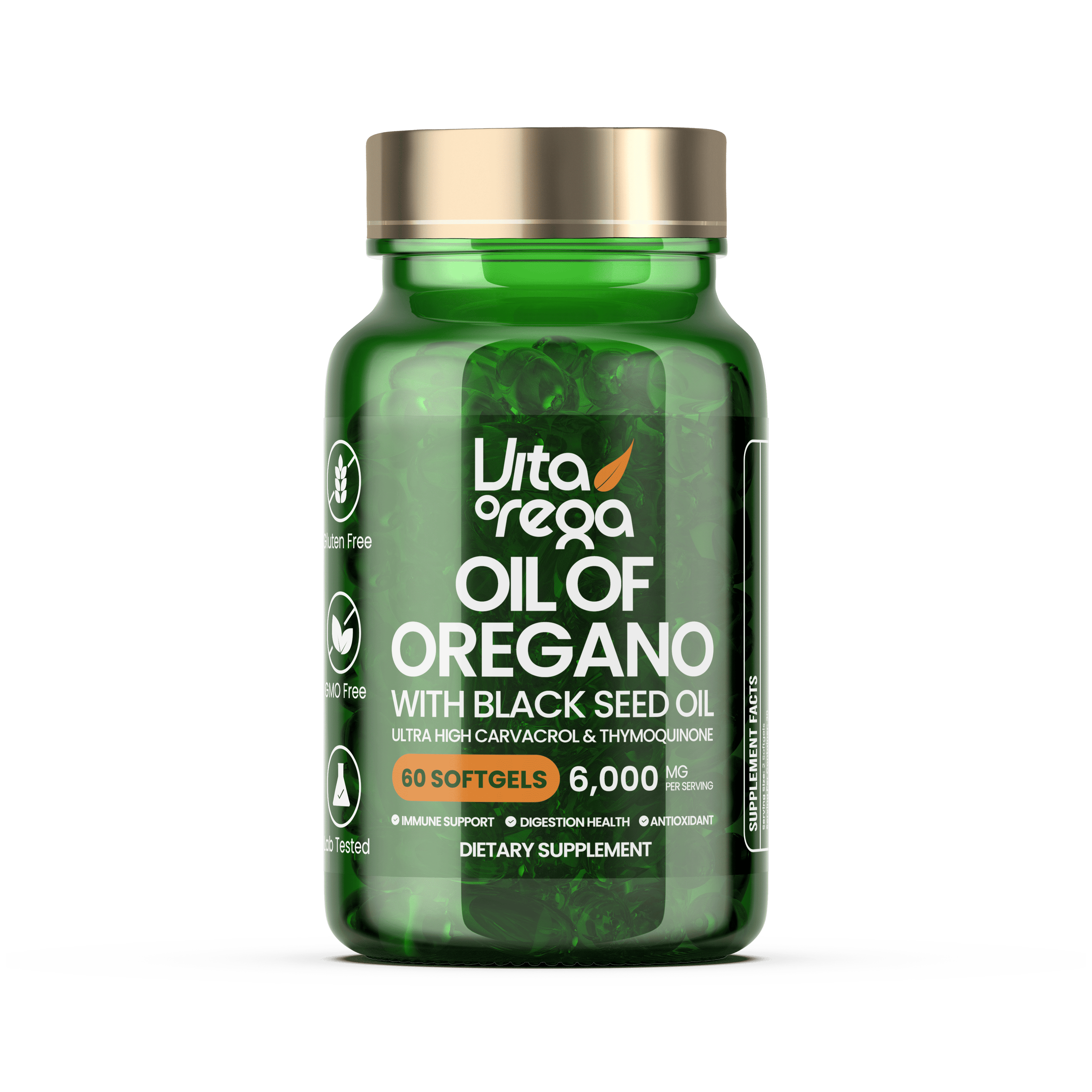 VitaOrega® Oil of Oregano with Black Seed Oil Softgels