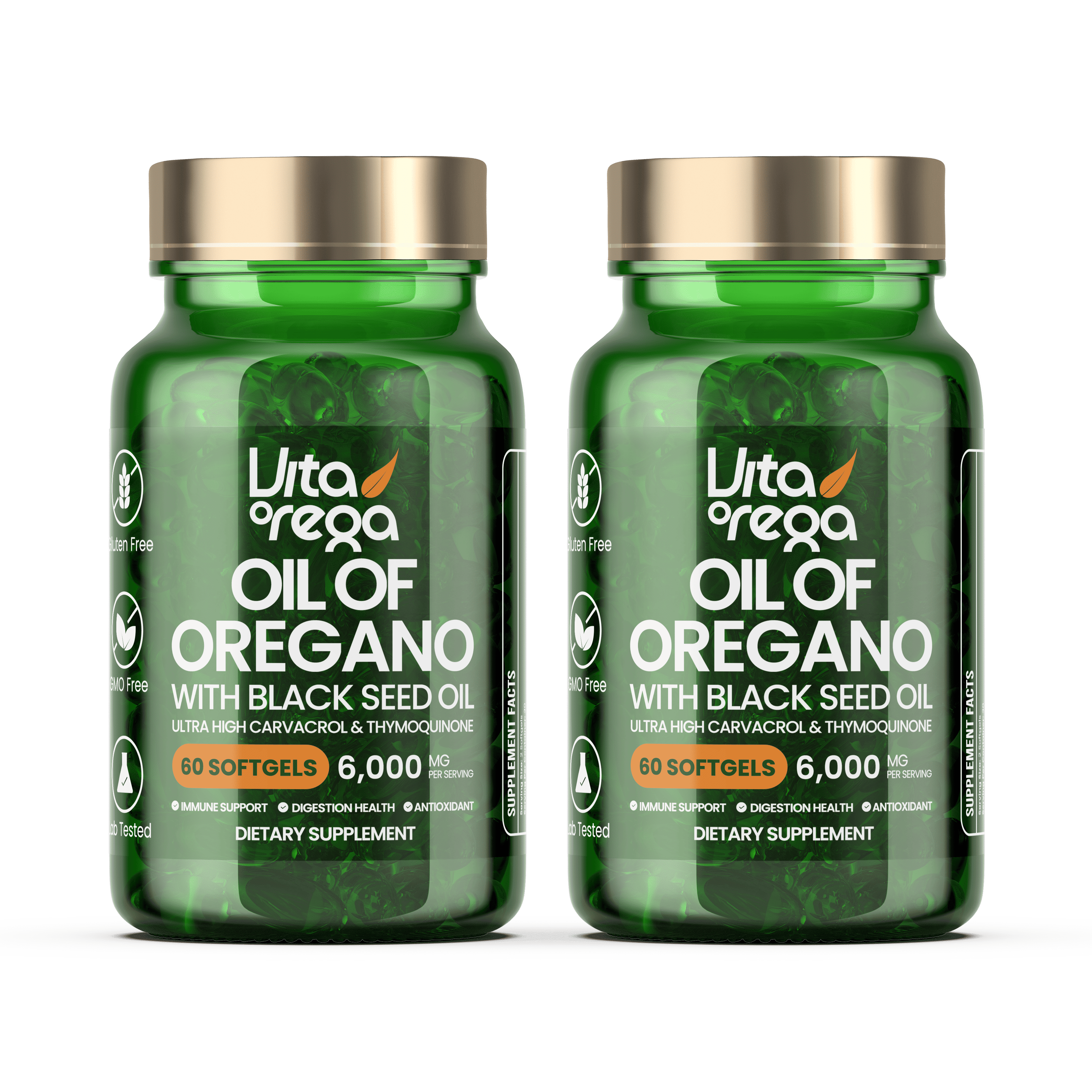 VitaOrega® Oil of Oregano with Black Seed Oil Softgels – Pack of 2