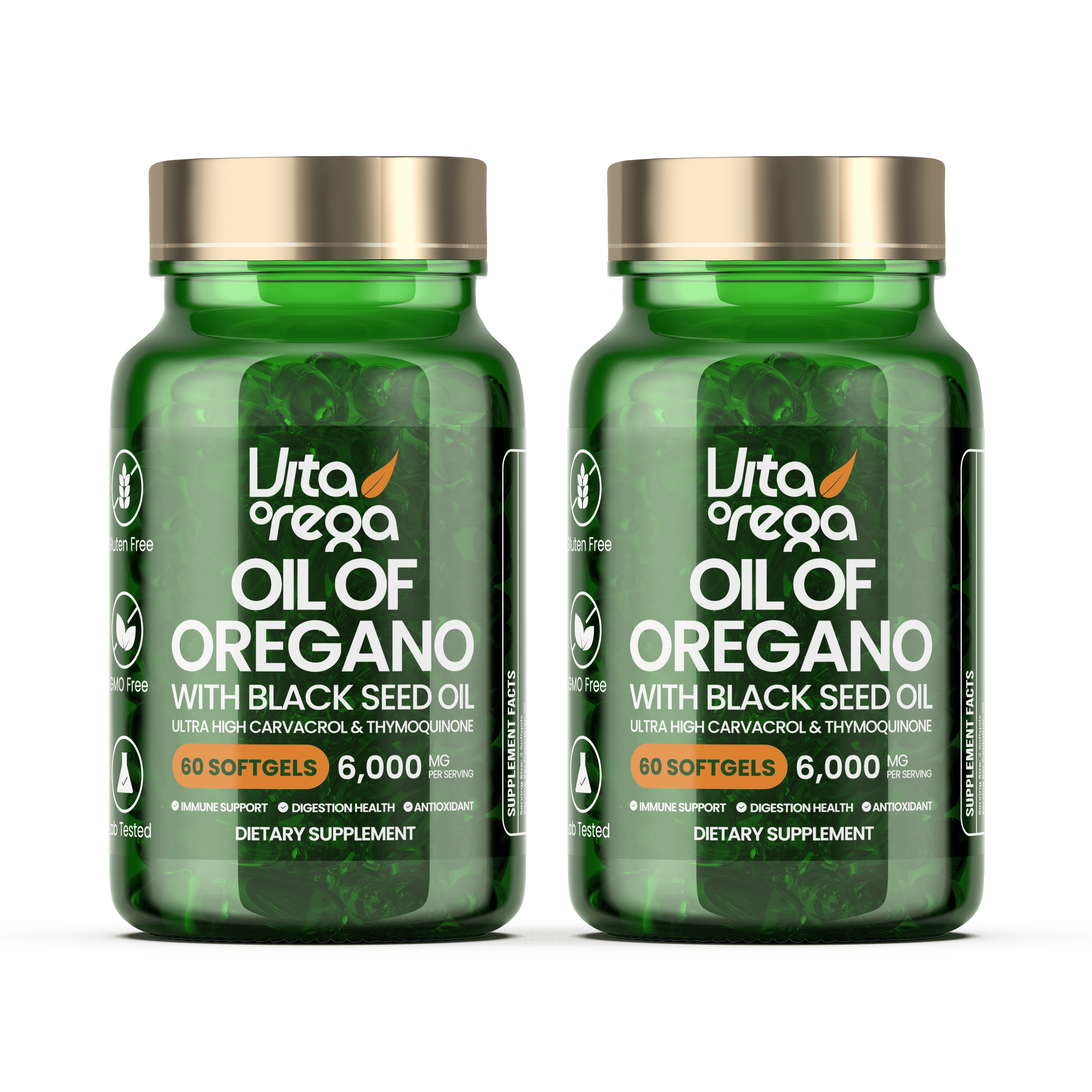 VitaOrega® Oil of Oregano with Black Seed Oil Softgels – Pack of 2
